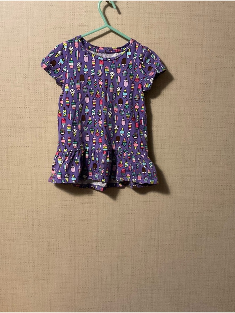 Girls' Purple Ice Cream Peplum Short Sleeve Tee